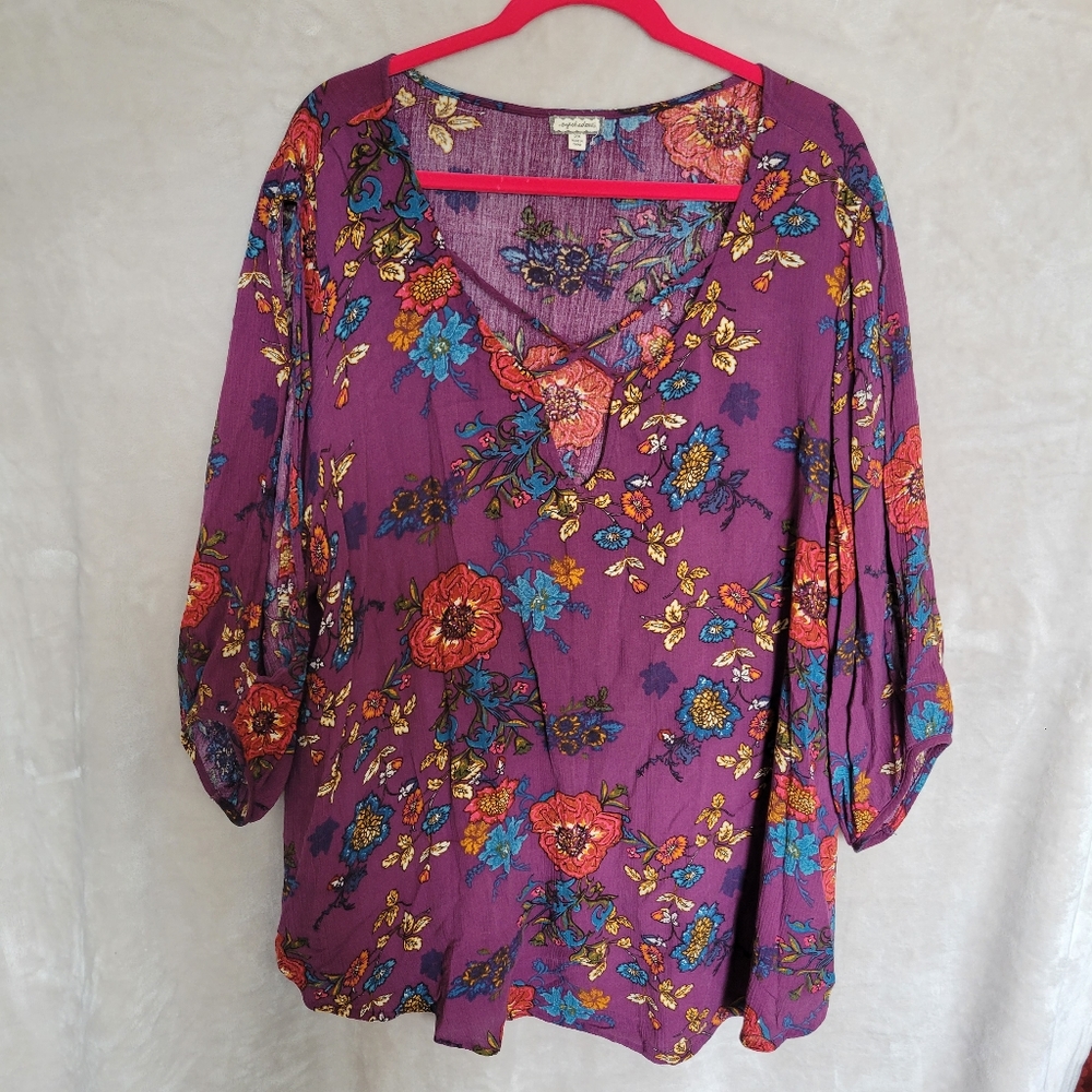 Floral Cold-shoulder Criss Cross Top